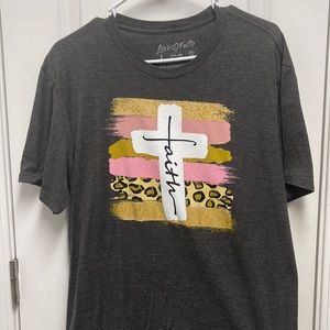 Love & Faith Tshirt Dark Grey with Faith Size Large